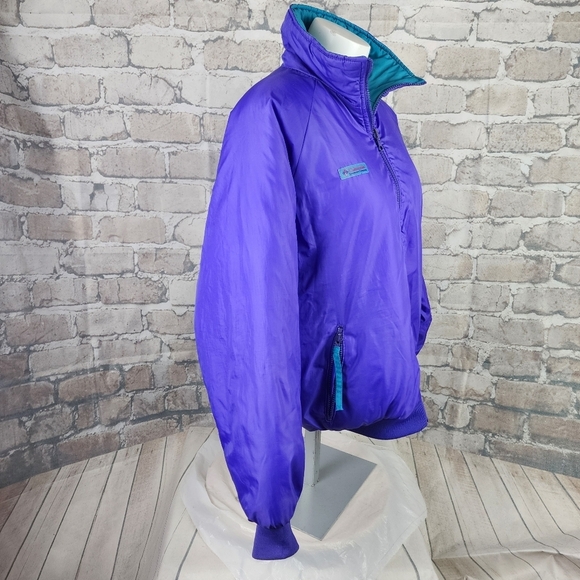 Vintage Reversible Columbia Bomber Jacket Ski Winter Purple Teal Size Large - Picture 10 of 16